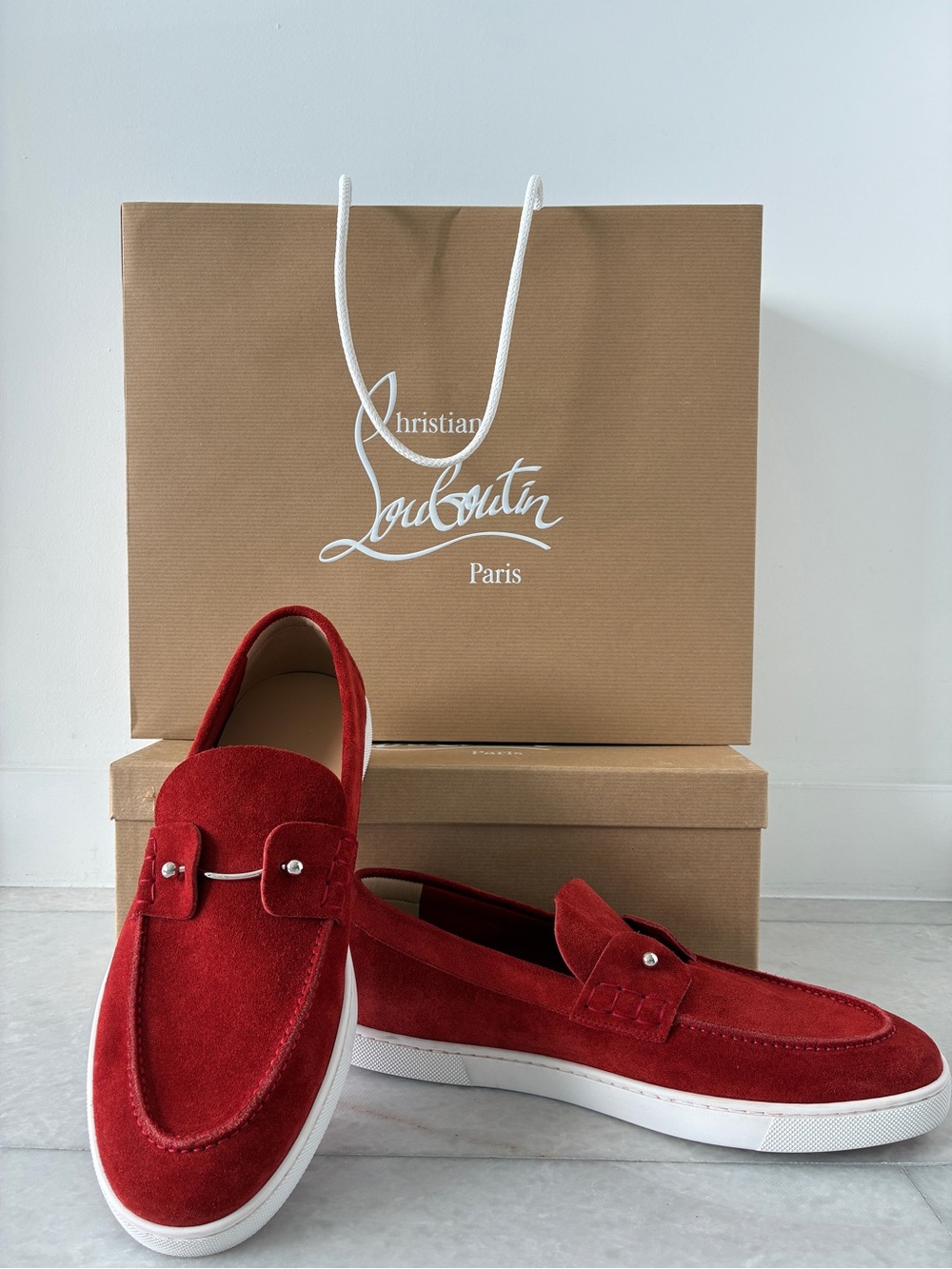 Christian Louboutin Men's Chambeliboat Nubuck Boat Shoes size 11 (44)